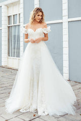 Nessla Işıltılı Fırfır Kollu Kalp Yaka Balık Gelinlik - Mediha Cambaz Bridal