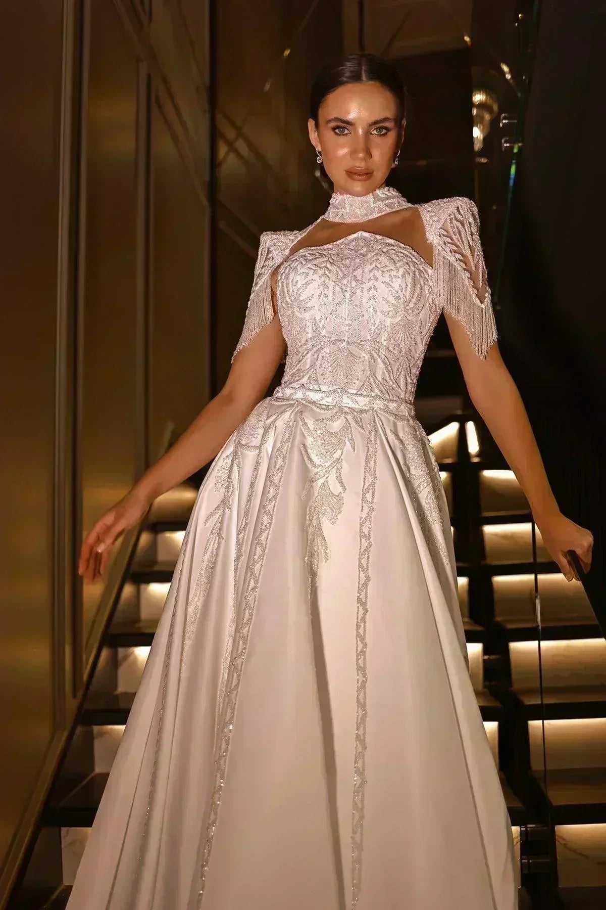 Neva Dantel İşlemeli Püskül Detaylı İki Parçalı Gelinlik - Mediha Cambaz Bridal