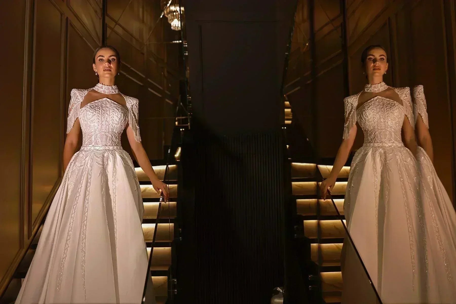 Neva Dantel İşlemeli Püskül Detaylı İki Parçalı Gelinlik - Mediha Cambaz Bridal