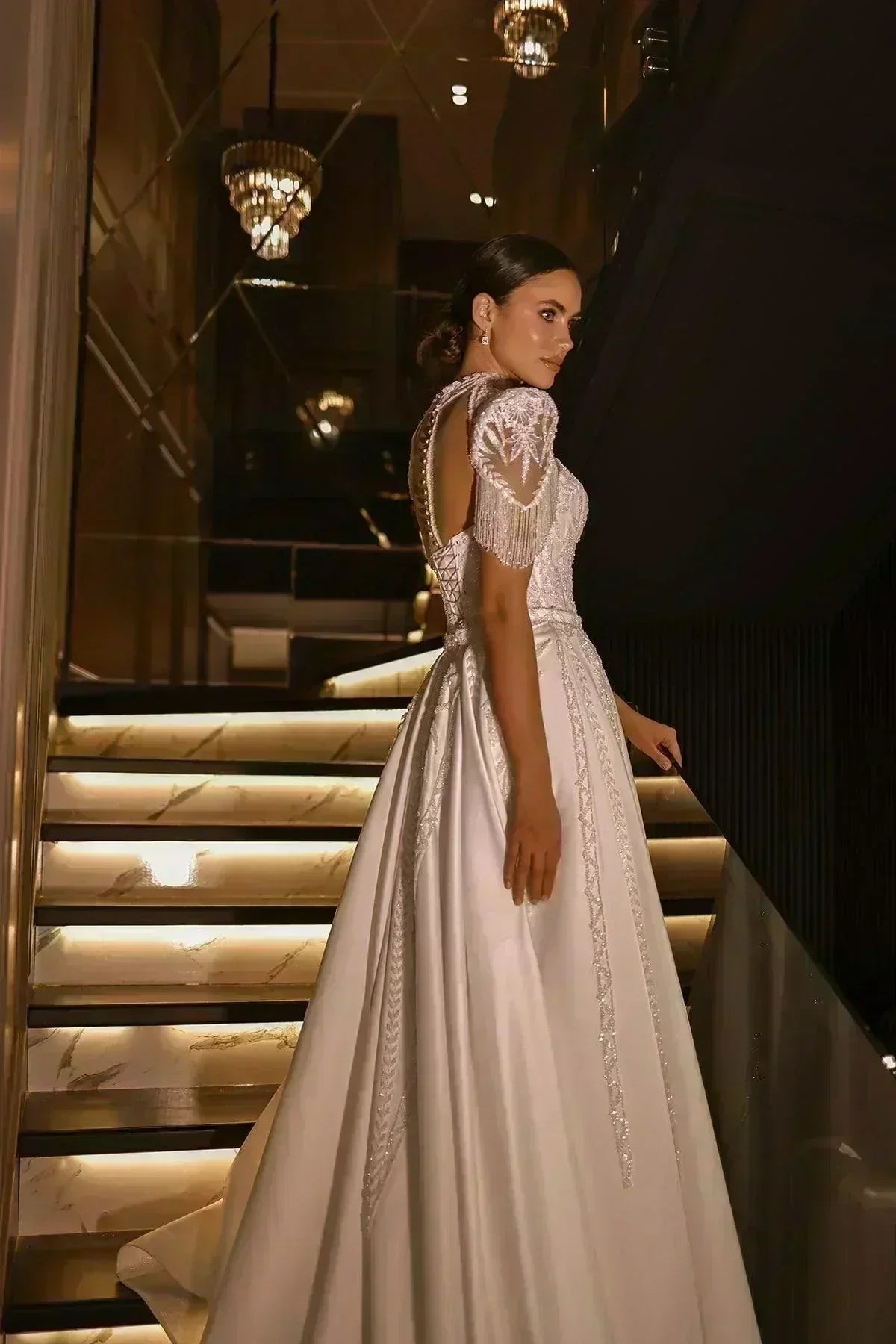 Neva Dantel İşlemeli Püskül Detaylı İki Parçalı Gelinlik - Mediha Cambaz Bridal