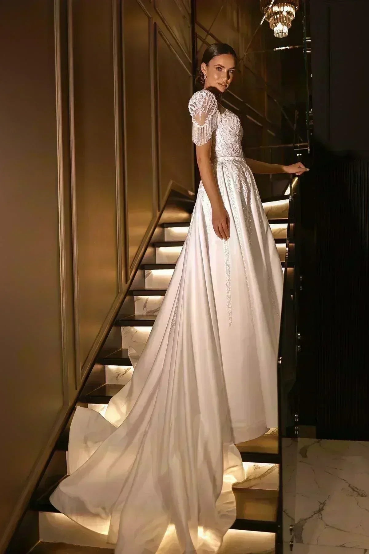 Neva Dantel İşlemeli Püskül Detaylı İki Parçalı Gelinlik - Mediha Cambaz Bridal