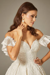 New ZB Saten M-Kalp Yaka Prenses Model Gelinlik - Mediha Cambaz Bridal