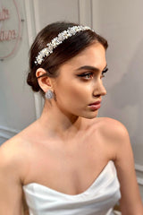Nora Zirkon Taşlı İncili Gelin Saç Aksesuarı - Mediha Cambaz Bridal
