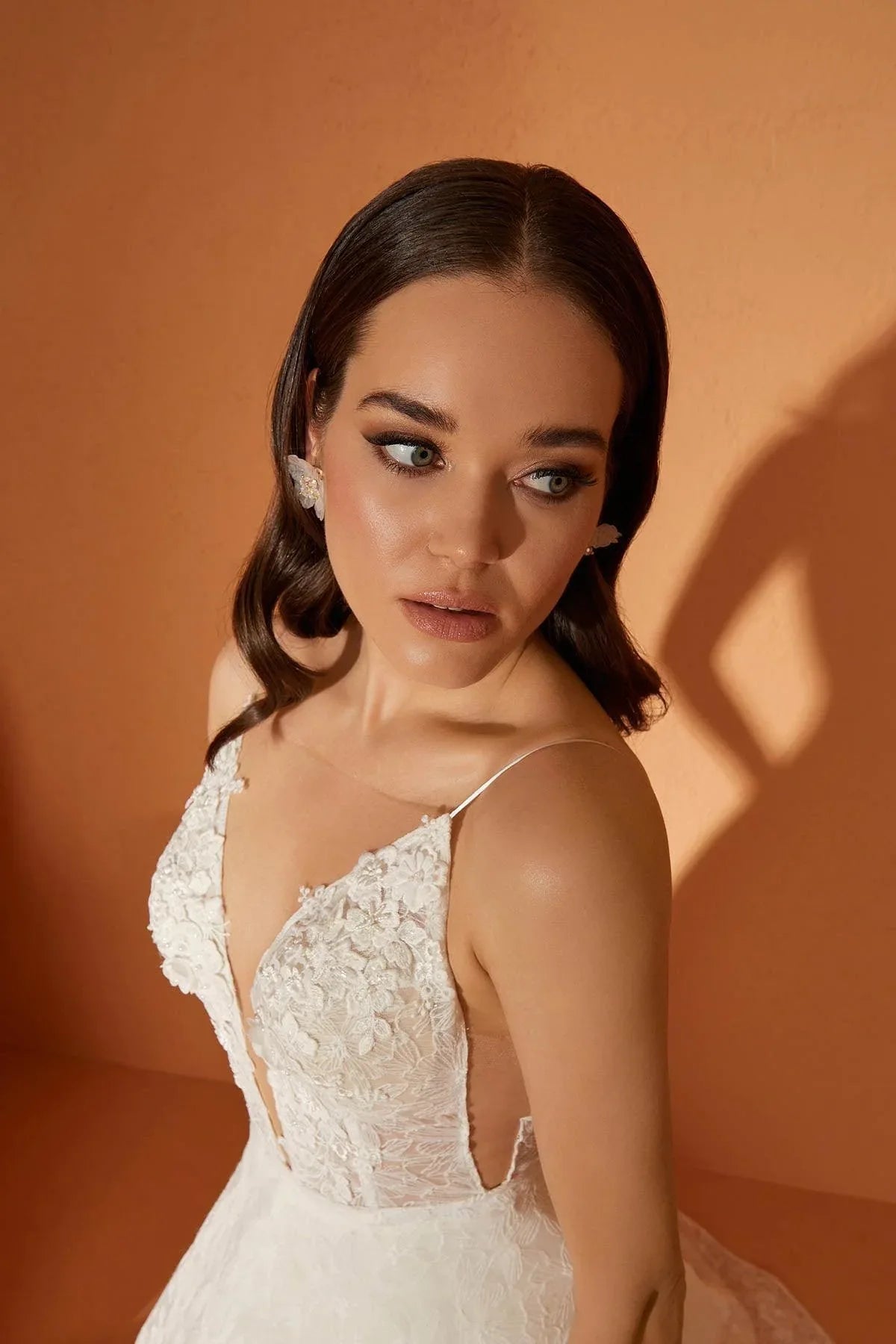 Opa 22 Dokulu Çiçek Dantel A Kesim Gelinlik - Mediha Cambaz Bridal