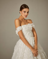 Opa Dantel Kayık Yaka Prenses Model Gelinlik - Mediha Cambaz Bridal