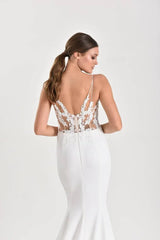 Orion Saten Dantel Askılı Balık Gelinlik - Mediha Cambaz Bridal