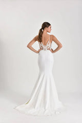 Orion Saten Dantel Askılı Balık Gelinlik - Mediha Cambaz Bridal