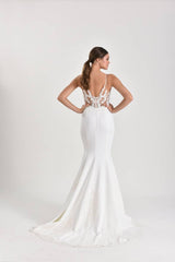 Orion Saten Dantel Askılı Balık Gelinlik - Mediha Cambaz Bridal