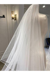 Orta Boy Kloş Pikolu Hayal Tül Kırık Beyaz Duvak 120 cm - Mediha Cambaz Bridal