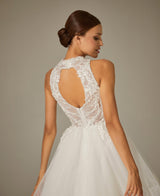 Ortega Halter Yaka Dantel Tül Bohem Gelinlik - Mediha Cambaz Bridal