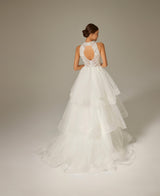 Ortega Halter Yaka Dantel Tül Bohem Gelinlik - Mediha Cambaz Bridal