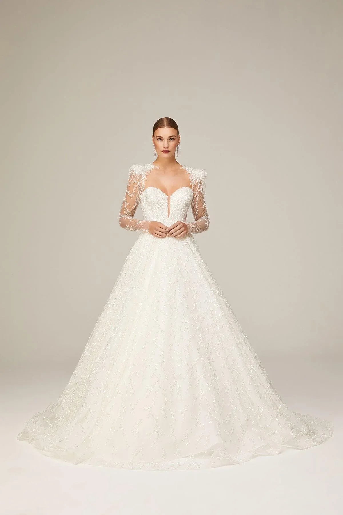 Palermo İşlemeli Dantel Prenses Model Gelinlik - Mediha Cambaz Bridal