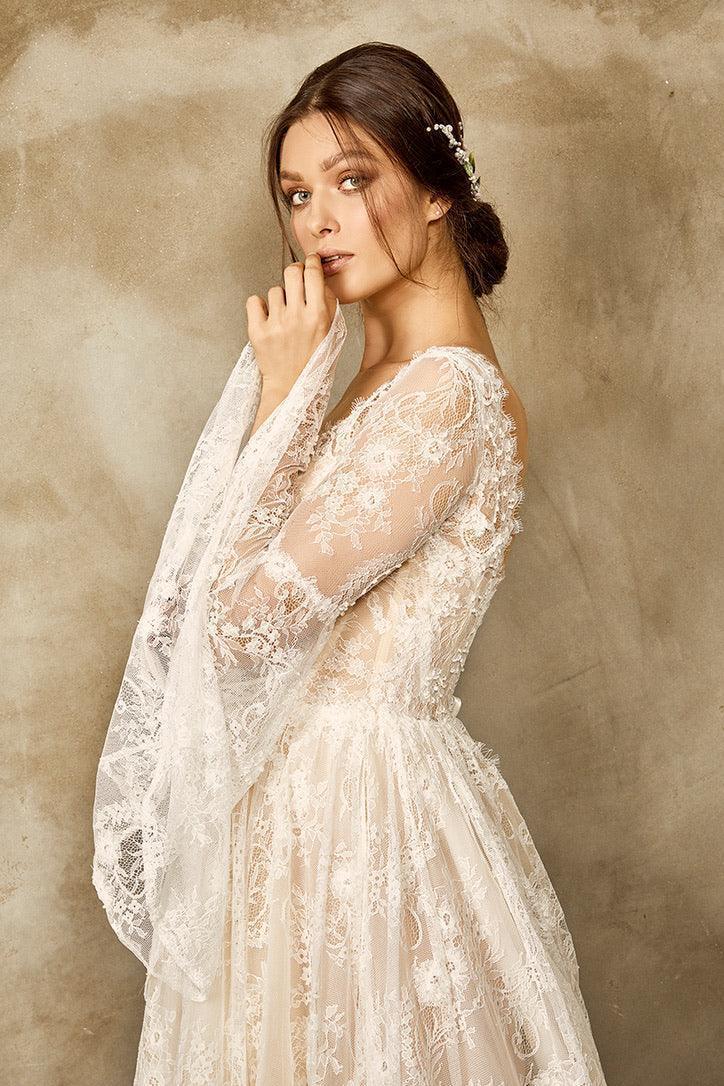 Paris Dantel Trompet Kol A Kesim Gelinlik - Mediha Cambaz Bridal