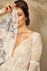 Paris Dantel Trompet Kol A Kesim Gelinlik - Mediha Cambaz Bridal