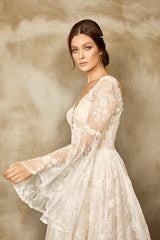 Paris Dantel Trompet Kol A Kesim Gelinlik - Mediha Cambaz Bridal