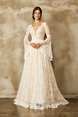 Paris Dantel Trompet Kol A Kesim Gelinlik - Mediha Cambaz Bridal