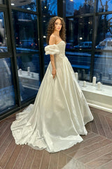 Perry Saten M Yaka Balon Kol A Kesim Gelinlik - Mediha Cambaz Bridal