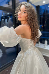 Perry Saten M Yaka Balon Kol A Kesim Gelinlik - Mediha Cambaz Bridal