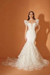 Petra Çiçekli Dantel M-Kalp Yaka Balık Gelinlik - Mediha Cambaz Bridal