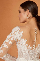 Phobe Saten Dantel V Yaka A Kesim Gelinlik - Mediha Cambaz Bridal