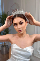 Phobe Tam Tur Zirkon Taşlı Gelin Tacı - Mediha Cambaz Bridal