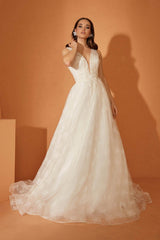 Pinkly Özel Minik Baskılı Tül A Kesim Gelinlik - Mediha Cambaz Bridal