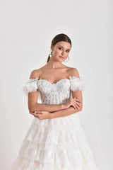 Puppis Çiçek Dantel Prenses Model Gelinlik - Mediha Cambaz Bridal
