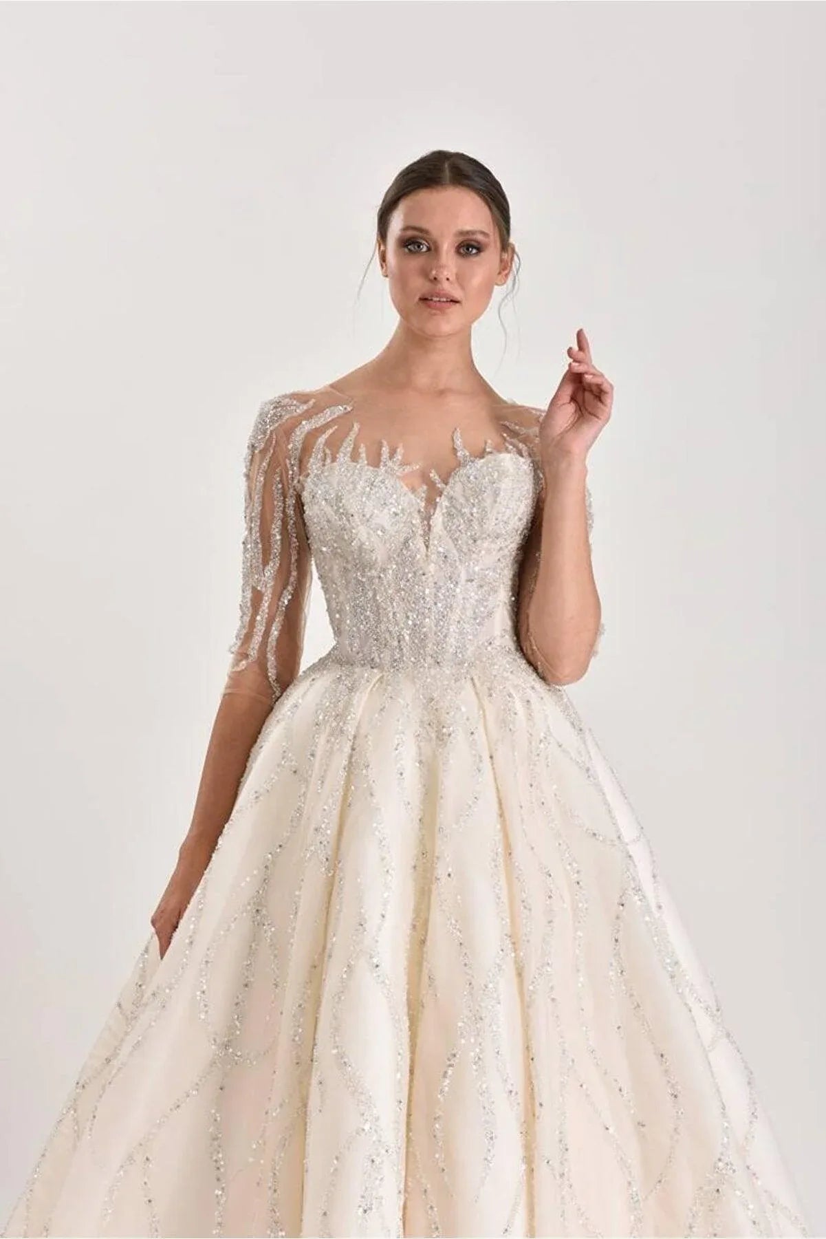 Queen2 Dubai Stili Dantel Prenses Model Gelinlik - Mediha Cambaz Bridal