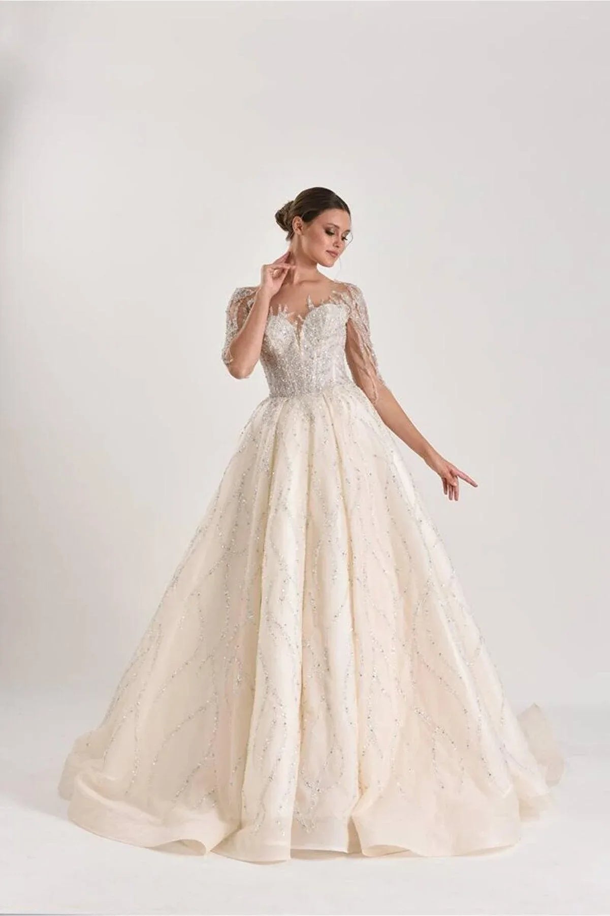 Queen2 Dubai Stili Dantel Prenses Model Gelinlik - Mediha Cambaz Bridal