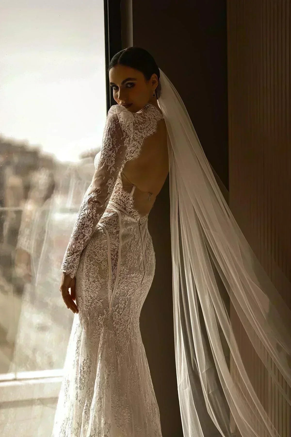 Ravi Fransız Dantelli Uzun Kollu Balık Gelinlik - Mediha Cambaz Bridal