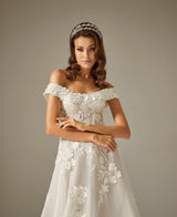 Reffa Simli Dantel Kayık Yaka A Kesim Gelinlik - Mediha Cambaz Bridal