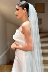 Rein Kırık Beyaz Taraklı Uzun Hayal Tül Duvak - Mediha Cambaz Bridal