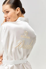 Robe Saten Nakışlı Kemerli Bride Sabahlık - Mediha Cambaz Bridal