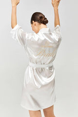 Robe Saten Nakışlı Kemerli Bride Sabahlık - Mediha Cambaz Bridal