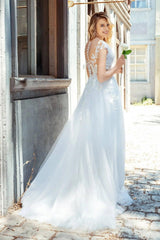 Rosen Dantel İpek Tül Drapeli A Kesim Gelinlik - Mediha Cambaz Bridal