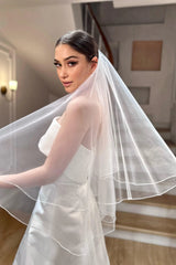 Ross Kırık Beyaz Sade Hayal Tül Kısa Duvak - Mediha Cambaz Bridal