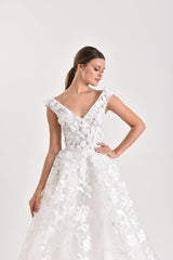 Sansa Üç Boyutlu Dantel Prenses Model Gelinlik - Mediha Cambaz Bridal