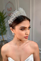 Sesil Zirkon ve Kristal Taşlı Gelin Tacı - Mediha Cambaz Bridal