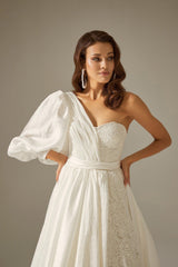 Seventy Hint İpek Dantel A Kesim Gelinlik - Mediha Cambaz Bridal