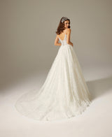 Sheila V Yaka Sarma Boncuk İşli Işıltılı Boydan Dantelli A Kesim Gelinlik - Mediha Cambaz Bridal