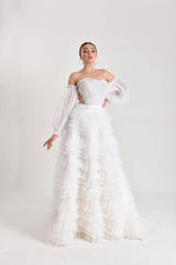 Sonya Fırfırlı Balon Kol Prenses Model Gelinlik - Mediha Cambaz Bridal