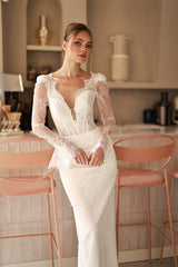 Tamara Fransız Dantelli İki Parça Balık Gelinlik - Mediha Cambaz Bridal