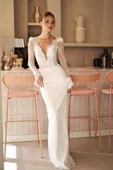 Tamara Fransız Dantelli İki Parça Balık Gelinlik - Mediha Cambaz Bridal