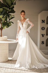 Tamara Fransız Dantelli İki Parça Balık Gelinlik - Mediha Cambaz Bridal