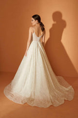 Teen Simli Tül V Yaka A Kesim Gelinlik - Mediha Cambaz Bridal