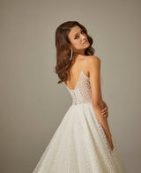 Tenty Simli Dantel Tül V Yaka A Kesim Gelinlik - Mediha Cambaz Bridal