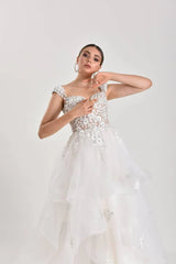 Tute Üç Boyutlu Dantel A Kesim Gelinlik - Mediha Cambaz Bridal