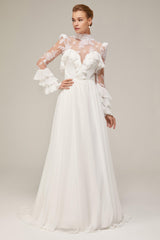 Vienna Şifon Drapeli Düz Kesim Gelinlik - Mediha Cambaz Bridal