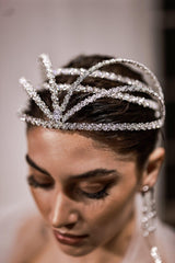 Vilma Kristal Taşlı Özel Tasarım Gelin Saç Aksesuarı - Mediha Cambaz Bridal