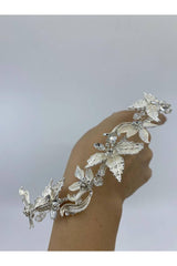 Yaprak Desenli Taşlı Döküm Saç Aksesuarı - Mediha Cambaz Bridal